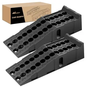 Nilight 6.7Inch Heavy-Duty Car, SUV, and Truck Lift Ramps - 16,000 lbs Capacity, Lightweight Construction, Rubber, Portable Service Ramps (Pair)