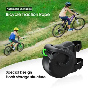 Retractable bicycle tow rope, retractable bicycle tow strap with hook, children's bicycle tow rope, parent-child pull strap for mountain bikes and bicycles, outdoor bicycle trailer tow rope rear attachment
