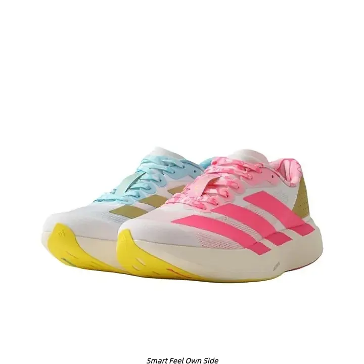 Mismatched Pastel Mesh Running Shoes Pink Cyan Stripes