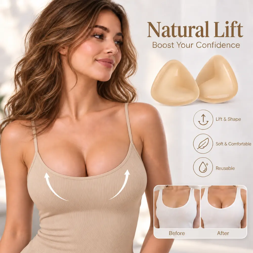 Women's Padded Round Shape Pink Thin Double-Sided Sticky Bra Liner - Comfortable Lady's Bra Accessory, Pushup Insert, Reusable for Backless Wedding Dresses, Strapless Lingerie, Self Adhesive, Invisible Camisole Evening