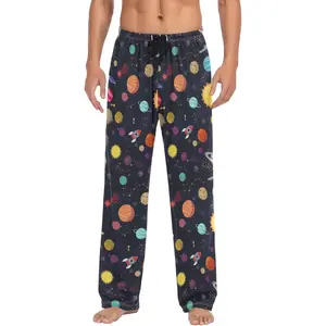 Galaxy Space Planets Pajama Pants Mens Lightweight Lounge Bottoms with Drawstring Pockets Big Casual Modal Polyester Loungewear Day Elastic Menswear Pjs Soft Cotton Like Modal Long Nightwear Autumn Deer Maple Leaf Stylish Homewear