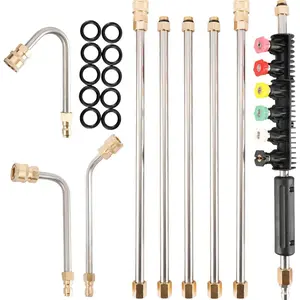 High Pressure Washer Extension Pole 8 Feet Upgrade Version, High Pressure Washing Gun with Nozzle, Curved Rods at 30° 90° 120°, 4000 Psi, Pressure Washer Accessories, Pressure Washer Attachment