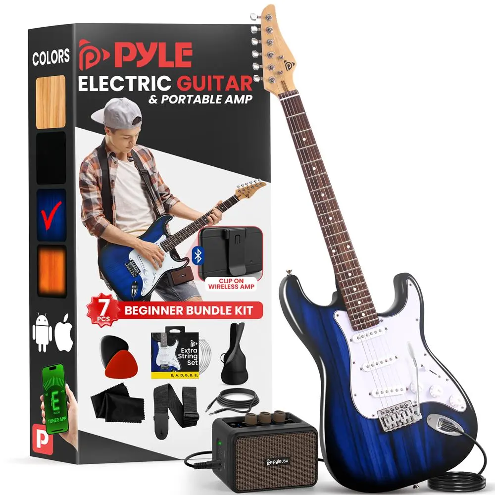 Electric Guitar Kit, Beginner-Friendly, Paulownia Wood, Blue Burst, Portable Guitar Amp, Guitar Headphone Amplifier
