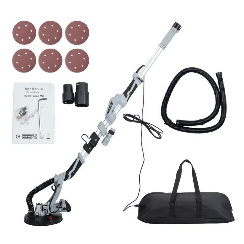 [FLASH SALE] Garvee Drywall Sander, 710W Electric Sander Tool with Variable Speed 800-1700RPM, 6.6ft Dust Hose with LED Light, Extendable & Foldable Handle, 6 Pcs Sanding Discs, Carrying Bag