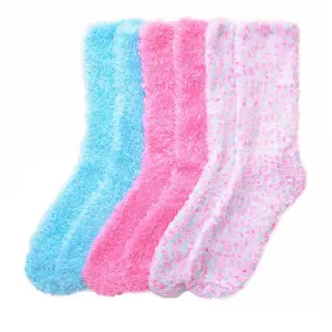Women’s Cozy Fuzzy Crew Soft Socks 3 Pairs Polyester