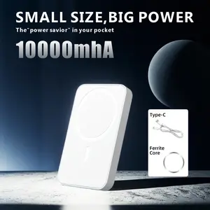 10000mAh Magnetic Power Bank Wireless Portable Charger Fast Charging for iPhone 16/15/14/13/12/Plus/Pro Max Compact USB Type-C MagSafe Battery Pack Smartphone Chargeable