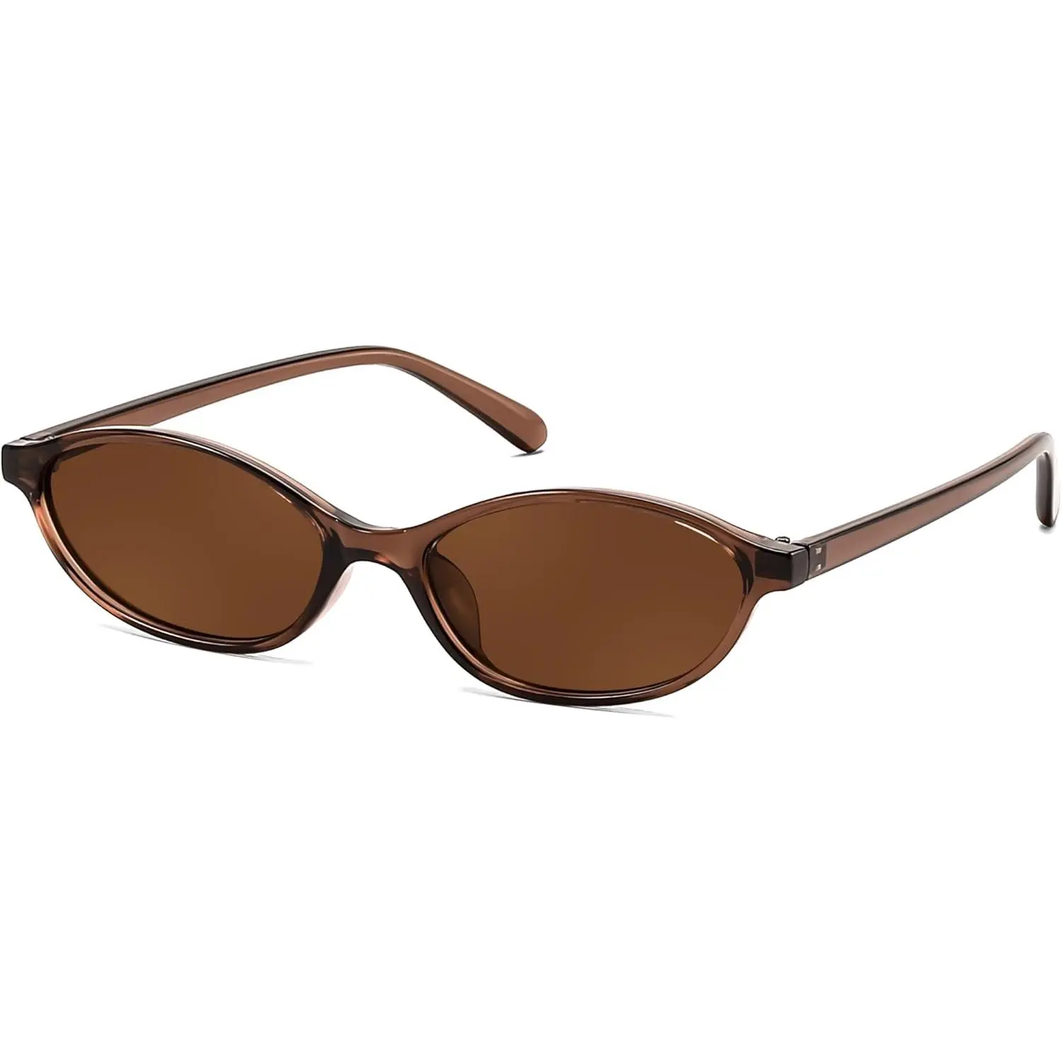 EyeconicFinds Vintage Small Oval Cat Eye Women's Sunglasses for Women 90s Narrow Lightweight Shades Y2k Trendy SunniesTravel Accessory,Internet Celebrity Style B0257 Tinted Lenses Polarized