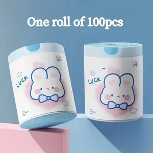 100pcs Blue Heart Rabbit Drawstring Cute Cartoon High-Quality Home Kitchen Handheld Thick Garbage Bags, Trash Pack, Durable & Reusable Trash Bin Liners, Home Supplies