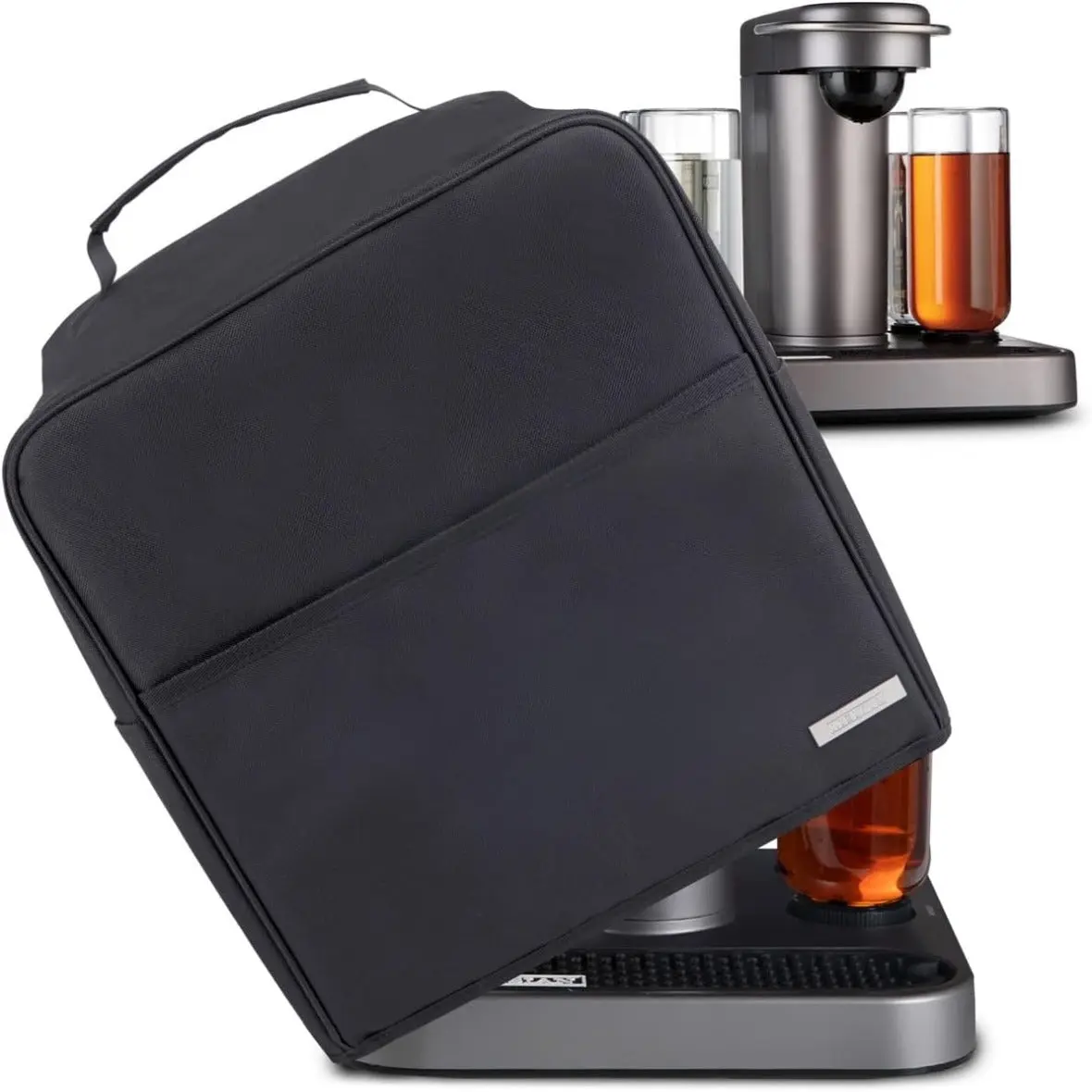 KSESTOR Bartesian Cocktail Machine Dust Cover - Black, Custom Fit, Durable Nylon, Easy to Clean, Structured Design, Extra Storage Pockets, Ideal for Bartesian Owners