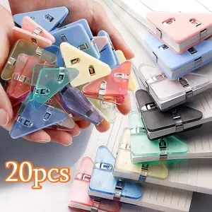 20pcs Simple Edge Corner Clip File Organizer for Office Documents, Test Papers, and Materials - Anti-Curling Triangular Clip