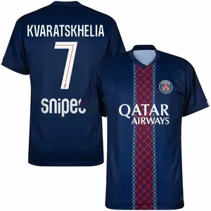 Unisex Soccer/Football PSG Team khvicha kvaratskhelia 7 Champions League/Ligue 1 2025/26 Home/Away Replica Jersey - Navy/Red
