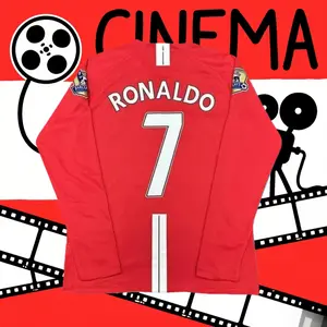 0708 Home Retro Red No.7 Ronaldo LongSleeved Soccer Jersey