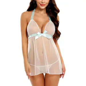 Lingerie for Women Lace Babydoll Chemise Negligees Sexy Exotic Nightgowns Halter Nighties Sheer Mesh Nightwear
