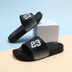 Children's Fashionable Home Outdoor Slippers with Digital 23 Trendy EVA Lightweight Non-Slip Odor-Resistant One-Strap Sandals for Kids