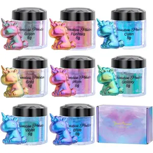 Chameleon Powder Pigment, 8 Color Changing Mica Powder for Epoxy Resin Tumblers, Update Chrome Powder for Nails Art Makeup Paints Crafts Candle Making Dye Slime Metallic