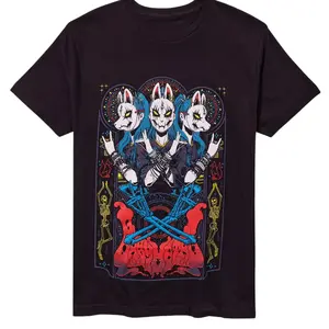 Babymetal Graphic Tee, Japanese Metal Anime Shirt, Fox Mask Trio Gothic Art Tee for Rock Fans