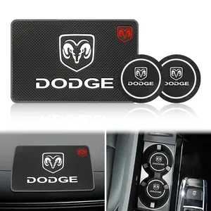 Thick Rubber Car Cup Holder Pad + Anti-Slip Mat, 1/2/3pcs Set, Fits Dodge RAM 1500 Srt Sxt, High Elasticity, Non-Toxic, Easy Clean
