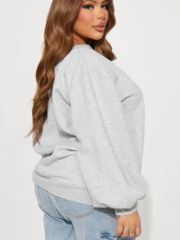 Vera Off Shoulder Oversized Sweatshirt in Heather Grey - Long Sleeve Fleece, Oversized Fit, 60% Cotton 40% Polyester, Perfect for Casual Outings