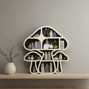 Wooden Mushroom Shaped Wall Mounted Storage Rack, 1 Count Creative Wall Decor, Wall Decor for Home Living Room Bedroom, Home Decor, Shelves, Interior, Wooden Wall Shelf