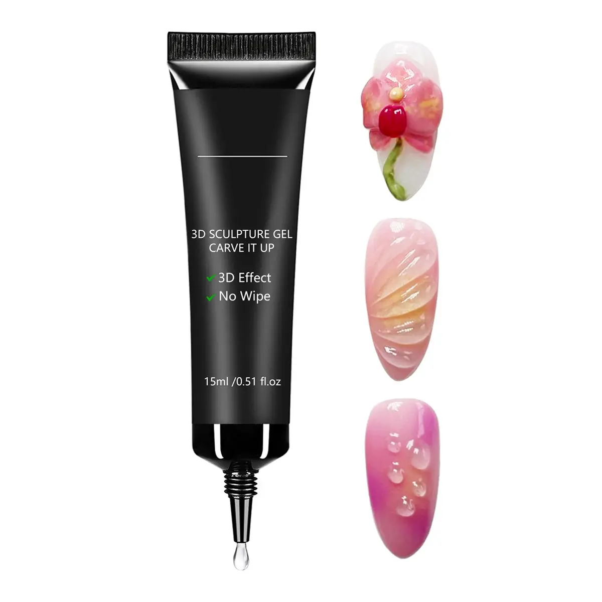 3D Sculpting Gel Nail Art | No Wipe Clear Gel for Drawing, Molding & Nail Decorations | Salon & DIY Manicure 15ML Manicure Gels