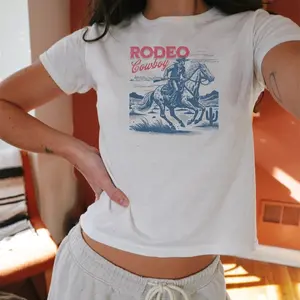 [Sale Up To 50%] Western Baby Tee, Country Concert Shirt, Cowboy Baby Tee, Rodeo Cowboy Shirt, Cowgirl Baby Tee, 4th of July Crop Top, Rodeo Shirt