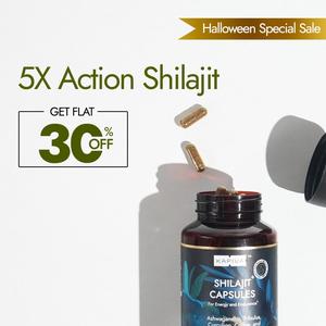 Kapiva Shilajit Plus Capsules - 5X Energy Boost with Ashwagandha, Tribulus, Curculigo, Coffee & Turmeric for Men's Health & Endurance Supplement Pack Convenient Natural Stamina Power Blend