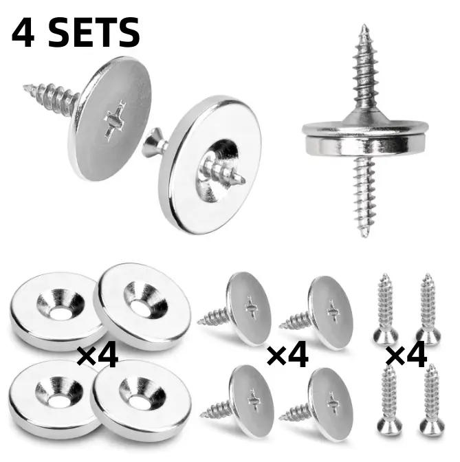 4 Sets Heavy Duty Strong Magnetic Cabinet Door Catch Auto Close Cabinet Magnet Hardware For Kitchen Cabinets Wardrobes Cloakroom Cabinet Doors Drawers Durable Silent Door Closer Practical Household Furniture Installation Replacement Accessory
