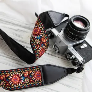 Art Tribute Camera Strap For All DSLR Camera. Red Vintage Woven Embroidered Elegant Universal Neck & Shoulder Strap