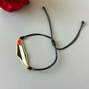 Palestine Flag Map Bracelet – Adjustable Cord | Free Palestine Jewelry | Palestinian Gift