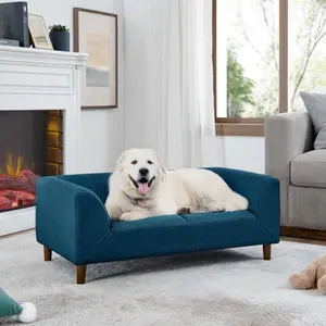【Bellemave】Pet sofa with backrest and armrests, modern rectangular pet sofa suitable for small and medium dogs, soft cushion comfortable dog sofa