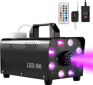 Fog Machine, 500W Portable Led Smoke Machine 13-Colors 8 LED Lights with Wireless Remote Control for Halloween, Christmas, Wedding, Parties, DJ Performance & Stage Show