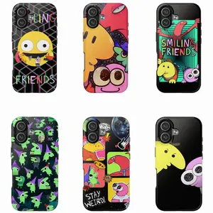 Smiling Friends Phone Case ,Black Shell Cover Case,Compatible with iPhone 16/15/14/13/12/11 Pro Max/Plus Protection Protective