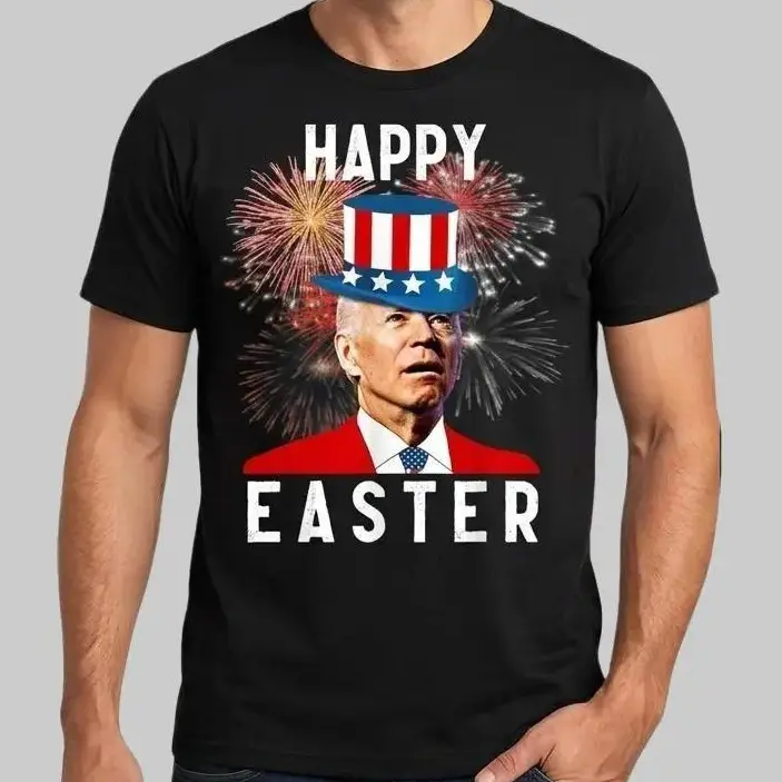 Funny Easter Graphic T-Shirt for Men, Vintage Shortsleeve Crew Neck with Political Satire Humor, Novelty Joke Gift