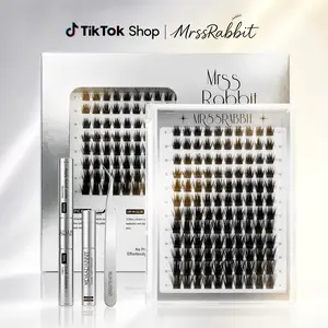 DIY cluster lashes and full lash set, mixed lengths 9–16 mm, lightweight, fluffy, dense single clusters, includes remover and tweezers; party makeup looks more voluminous, suitable for beginners at home, ideal for everyday and party makeup.