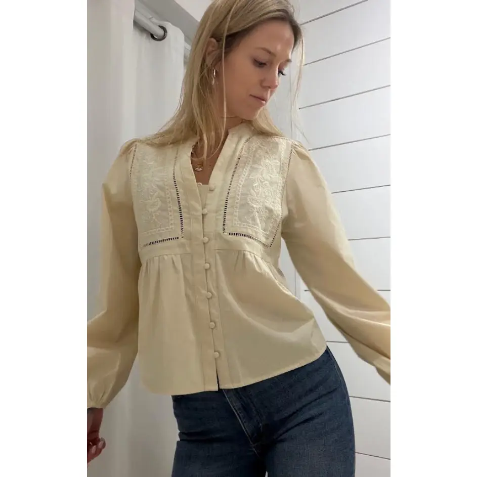 Evie Embroidered Peasant Blouse