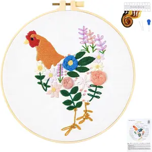 Hand Embroidery Kits for Beginners Adults, Floral Stamped Cross Stitch Kits for Beginners Adults, Funny Embroidery Set Needlepoint Starter Kits, Embroidery Hoops, Fabric and Video Tutorial