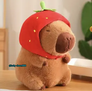 Strawberry Capybara Plush Toy, Summer Gifts, Cute Capybara Anime Fluffy Toy, Creative Birthday and Holiday Gift Options, Room Decor, Thanksgiving, Chrismats Gift Set Stuffed Animal Fun