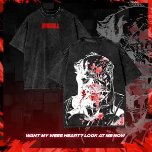 [ COLECTION ] Men's Conquest Invincible Vintage Anime Tee Washed – Conquest Invincible Double Printed Oversized Heavyweight T-Shirt, Conquest Invincible , Anime Lovers, Anime Tee, Anime Lovers Gift, Gift For Him, Gift For Her. Fabric Man Top