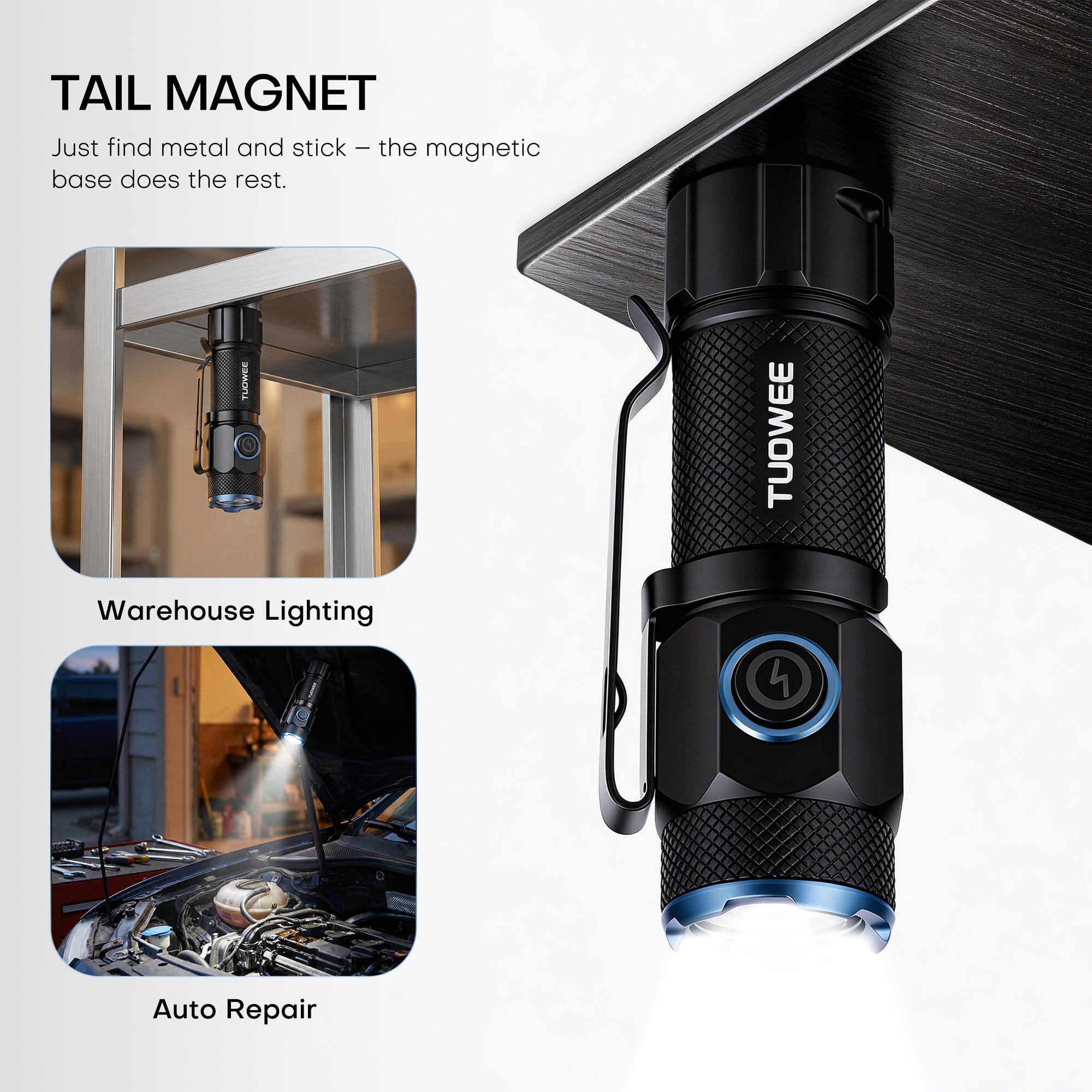 Portable Rechargeable Flashlight, 1000 Lumens Ultra Bright EDC Torch with USB-C Charging, 5 Lighting Modes, Compact Tactical Flashlight with Pocket Clip for Camping, Hiking, Emergencies, Daily Use