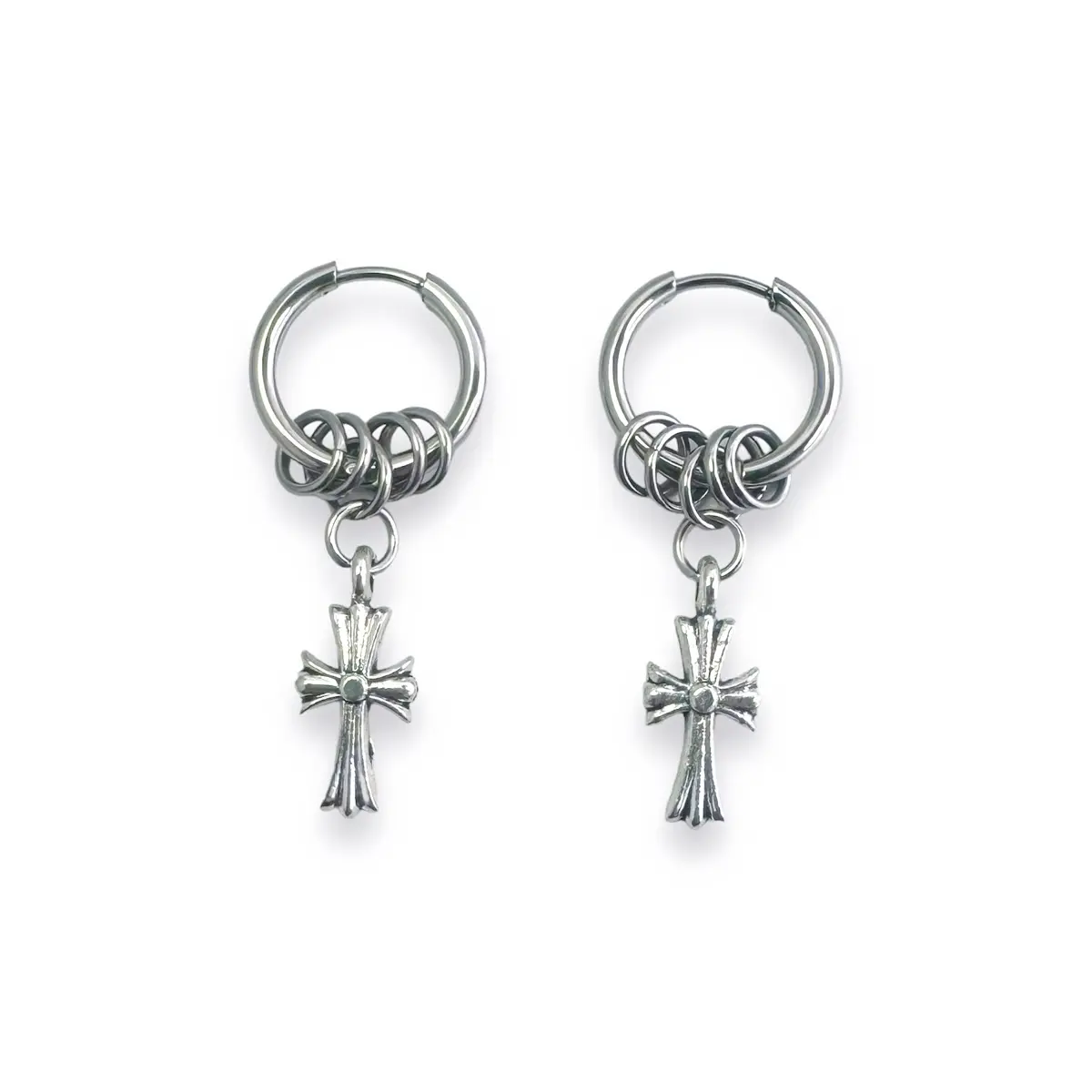 Cross Dangle Drop Earrings for Men Women Streetwear Unisex Hip Hop Style