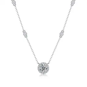 1CT Real Moissanite Pendant on an Elegant S925 Necklace