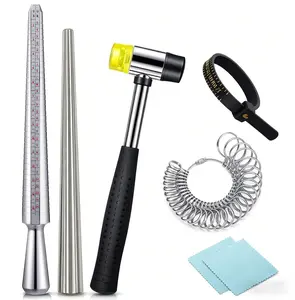 Complete Ring Sizing Tool Kit - US/UK Ring Mandrel, Sizer Gauge & Jewelry Hammer for Jewelers & DIY Makers