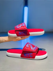 Comfortable Home Shoes New Slippers Men's Velcro Design One-piece Slippers, Summer Trendy Casual Sports Sandals, Beach Slippers, Non Slip Slippers