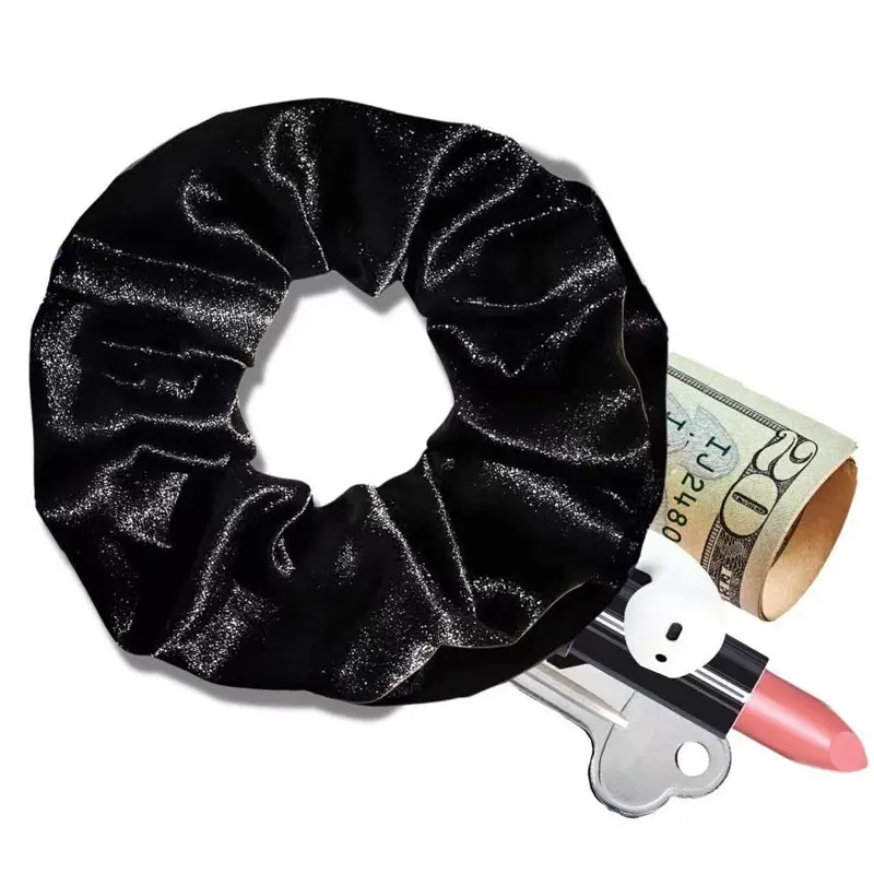 【Clearance Sale】4/8/12/20 piece set Ladies' Velvet Headband - Headband with hidden storage compartment for cash, lipstick, keys, and valuables | Travel hidden compartment items (black)