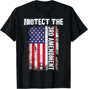Protect the 3rd Amendment Constitution US Flag T-Shirt Pure Cotton Graphic Tees Menswear Top: Gifts for Men & Women