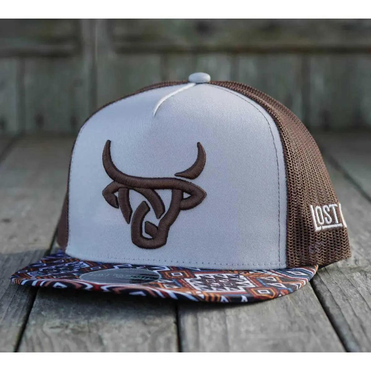 Lost Calf Unisex Dakota Flat Brown Mesh Back Snapback Hats
