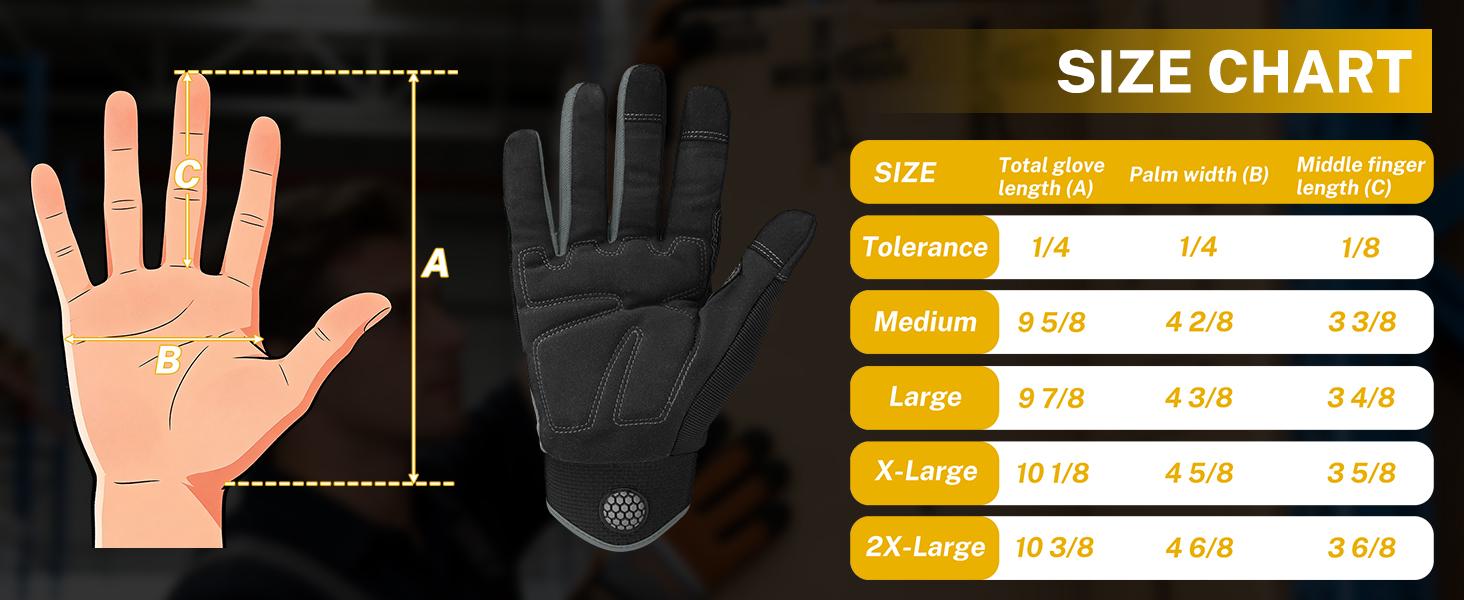 MELOTOUGH Work Gloves for Men Women, Heavy Duty Mechanic Gloves with Touch Screen, Non-Slip Wear Resistant Safety Working Gloves for Garden, Yard, Warehouse, Construction and Daily Work