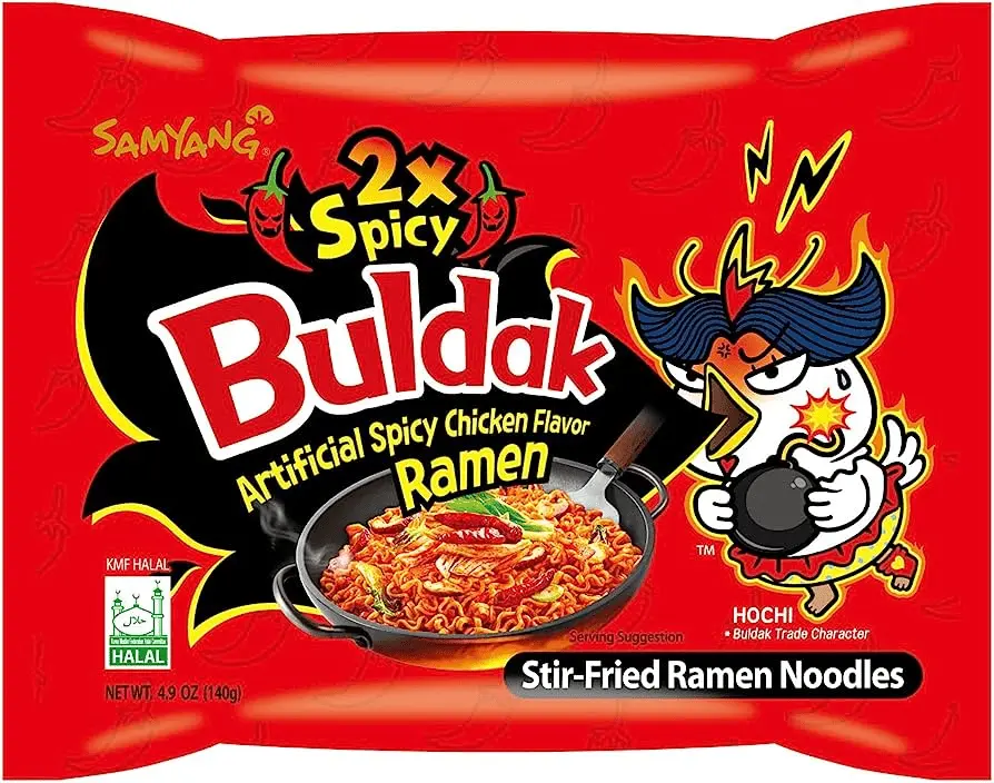Samyang Buldak Instant Ramen Noodles - 2x Spicy Artificial Spicy Chicken Flavor, Pantry Gourmet Food