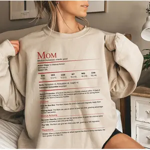D&D Mom Stat Block Shirt, Dunge0ns & Drag0ns Mom Gift, Mother's Day Sweatshirt, Gift for Her