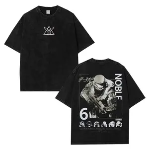 Halo Reach Noble Team Master Chief Unisex Washed Cotton T-Shirt, RPG graphic tees Top anime manga game merch Casual Streetwear men gifts shirts men Menswear Hoodie Print Straight